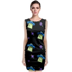 Illustration Cosmos Cosmo Rocket Spaceship -ufo Classic Sleeveless Midi Dress by danenraven