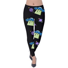 Illustration Cosmos Cosmo Rocket Spaceship -ufo Velvet Leggings by danenraven