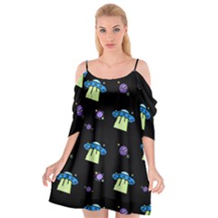 Illustration Cosmos Cosmo Rocket Spaceship -ufo Cutout Spaghetti Strap Chiffon Dress by danenraven