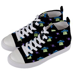 Illustration Cosmos Cosmo Rocket Spaceship -ufo Women s Mid-top Canvas Sneakers by danenraven