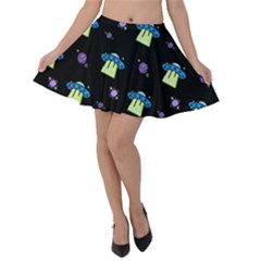 Illustration Cosmos Cosmo Rocket Spaceship -ufo Velvet Skater Skirt by danenraven