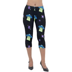 Illustration Cosmos Cosmo Rocket Spaceship -ufo Lightweight Velour Capri Leggings  by danenraven