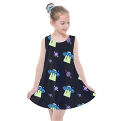 Illustration Cosmos Cosmo Rocket Spaceship -ufo Kids  Summer Dress by danenraven