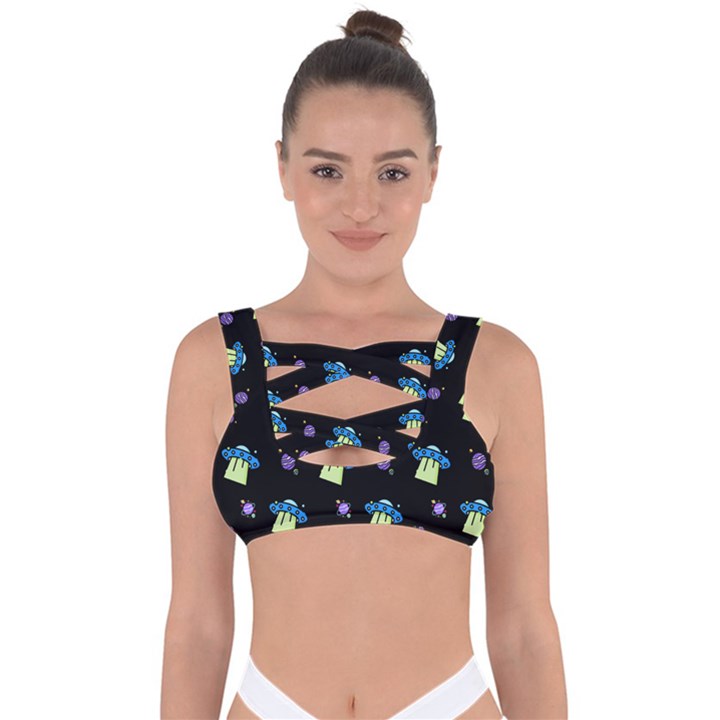 Illustration Cosmos Cosmo Rocket Spaceship -ufo Bandaged Up Bikini Top