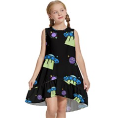 Illustration Cosmos Cosmo Rocket Spaceship -ufo Kids  Frill Swing Dress by danenraven