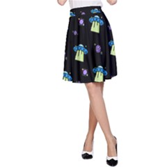 Illustration Cosmos Cosmo Rocket Spaceship Ufo A-line Skirt by danenraven