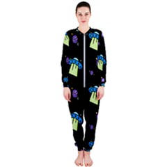 Illustration Cosmos Cosmo Rocket Spaceship Ufo Onepiece Jumpsuit (ladies) by danenraven