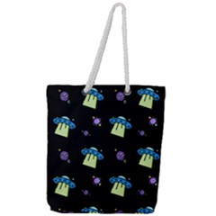 Illustration Cosmos Cosmo Rocket Spaceship Ufo Full Print Rope Handle Tote (large) by danenraven