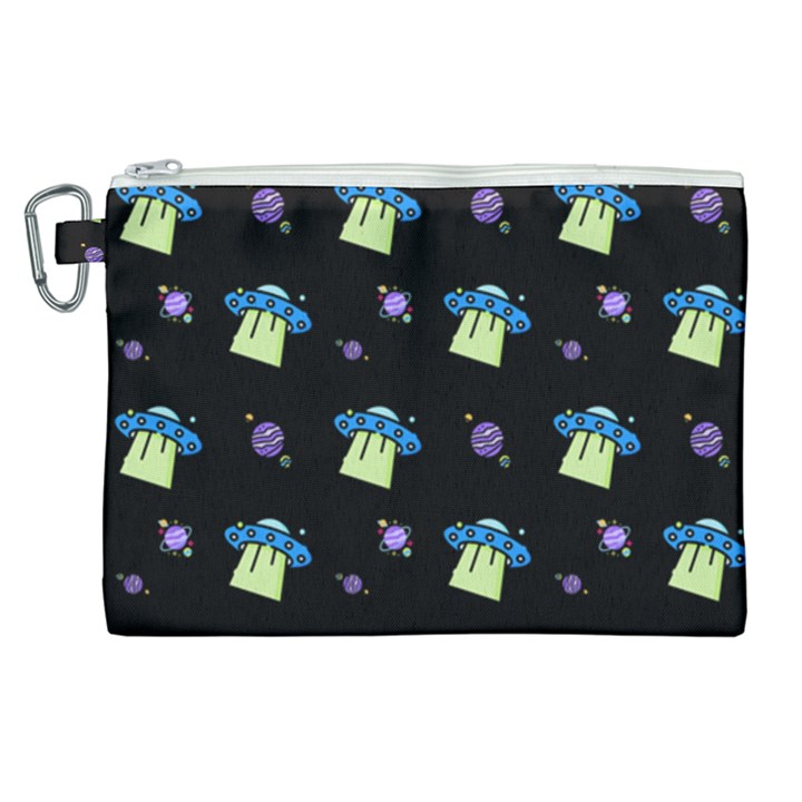 Illustration Cosmos Cosmo Rocket Spaceship Ufo Canvas Cosmetic Bag (XL)