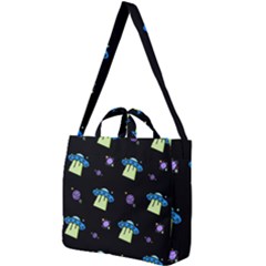 Illustration Cosmos Cosmo Rocket Spaceship Ufo Square Shoulder Tote Bag by danenraven