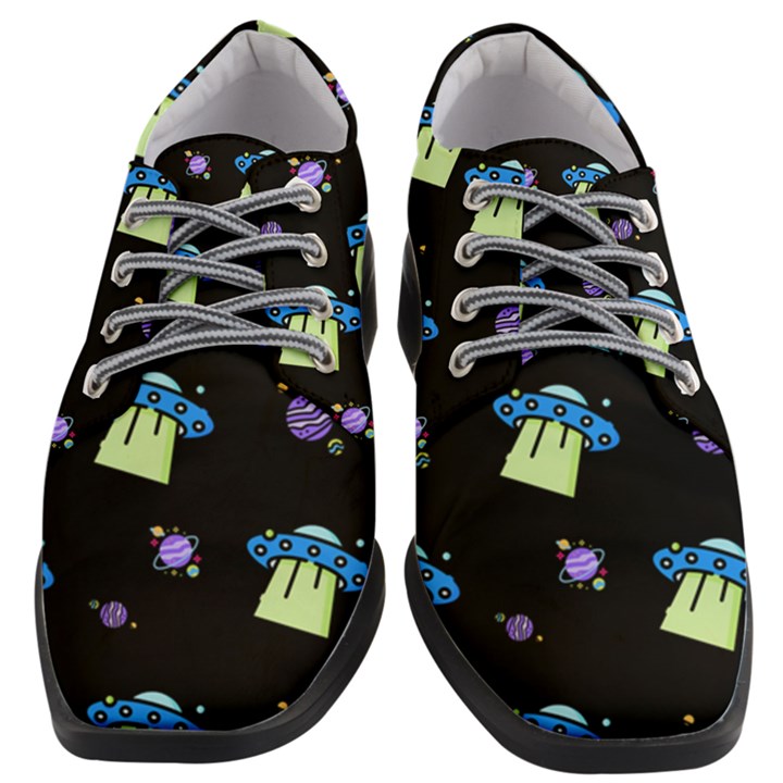 Illustration Cosmos Cosmo Rocket Spaceship Ufo Women Heeled Oxford Shoes