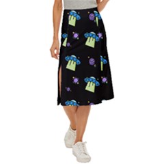 Illustration Cosmos Cosmo Rocket Spaceship Ufo Midi Panel Skirt by danenraven