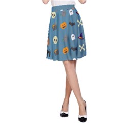 Halloween Cat Pumpkin Pattern Bat Horror A-line Skirt by danenraven