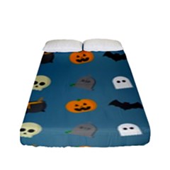 Halloween Cat Pumpkin Pattern Bat Horror Fitted Sheet (full/ Double Size) by danenraven