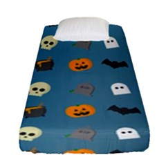 Halloween Cat Pumpkin Pattern Bat Horror Fitted Sheet (single Size) by danenraven