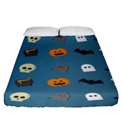 Halloween Cat Pumpkin Pattern Bat Horror Fitted Sheet (king Size) by danenraven