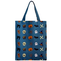 Halloween Cat Pumpkin Pattern Bat Horror Zipper Classic Tote Bag by danenraven