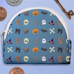 Halloween Cat Pumpkin Pattern Bat Horror Horseshoe Style Canvas Pouch by danenraven