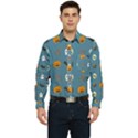 Halloween Cat Pumpkin Pattern Bat Horror Men s Long Sleeve Pocket Shirt  View1