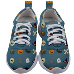 Halloween Cat Pumpkin Pattern Bat Horror Kids Athletic Shoes by danenraven