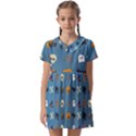 Halloween Cat Pumpkin Pattern Bat Horror Kids  Asymmetric Collar Dress View1