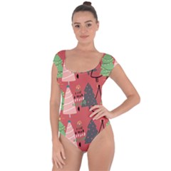 Christmas Tree Icon Short Sleeve Leotard  by danenraven