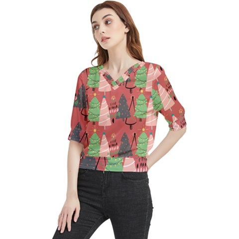 Christmas Tree Icon Quarter Sleeve Blouse by danenraven