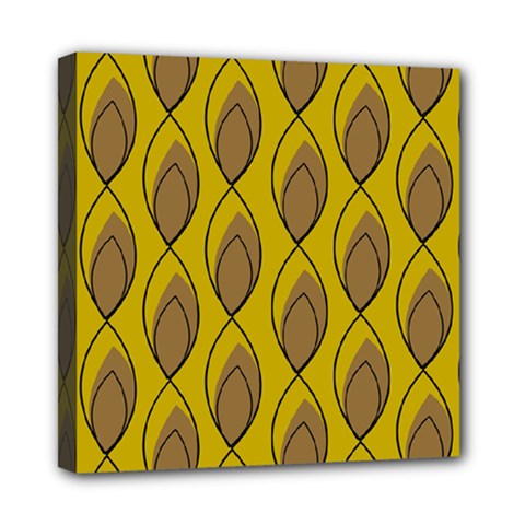 Yellow Brown Minimalist Leaves  Mini Canvas 8  X 8  (stretched) by ConteMonfrey