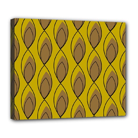 Yellow Brown Minimalist Leaves  Deluxe Canvas 24  X 20  (stretched) by ConteMonfrey