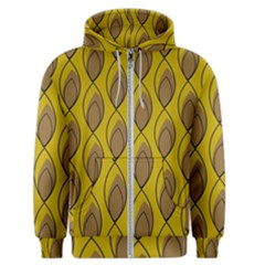 Yellow Brown Minimalist Leaves  Men s Zipper Hoodie