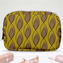 Yellow Brown Minimalist Leaves  Make Up Pouch (small) by ConteMonfrey