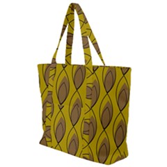 Yellow Brown Minimalist Leaves  Zip Up Canvas Bag by ConteMonfrey