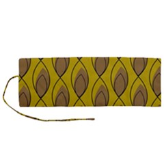 Yellow Brown Minimalist Leaves  Roll Up Canvas Pencil Holder (m) by ConteMonfrey