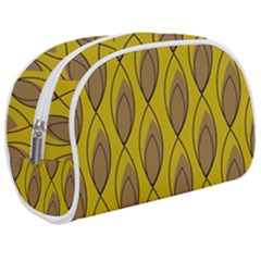 Yellow Brown Minimalist Leaves  Make Up Case (medium) by ConteMonfrey