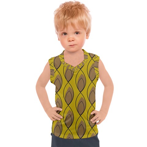 Yellow Brown Minimalist Leaves  Kids  Sport Tank Top by ConteMonfrey