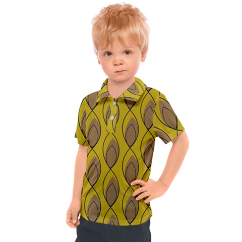 Yellow Brown Minimalist Leaves  Kids  Polo Tee by ConteMonfrey