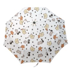 Cute Cat Kitten Animal Design Pattern Folding Umbrellas by danenraven