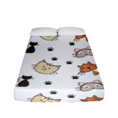 Cute Cat Kitten Animal Design Pattern Fitted Sheet (full/ Double Size) by danenraven