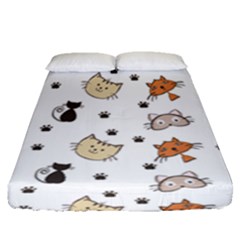 Cute Cat Kitten Animal Design Pattern Fitted Sheet (queen Size) by danenraven