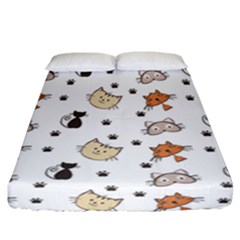 Cute Cat Kitten Animal Design Pattern Fitted Sheet (california King Size) by danenraven