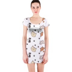 Cute Cat Kitten Animal Design Pattern Short Sleeve Bodycon Dress by danenraven