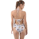 Cute Cat Kitten Animal Design Pattern Halter Cut-Out One Piece Swimsuit View2