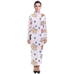 Cute Cat Kitten Animal Design Pattern Turtleneck Maxi Dress by danenraven