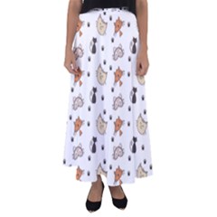 Cute Cat Kitten Animal Design Pattern Flared Maxi Skirt by danenraven