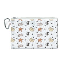 Cute Cat Kitten Animal Design Pattern Canvas Cosmetic Bag (medium) by danenraven