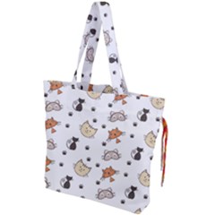 Cute Cat Kitten Animal Design Pattern Drawstring Tote Bag by danenraven