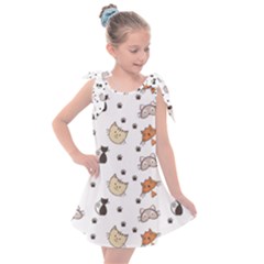 Cute Cat Kitten Animal Design Pattern Kids  Tie Up Tunic Dress by danenraven