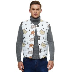 Cute Cat Kitten Animal Design Pattern Men s Short Button Up Puffer Vest	 by danenraven