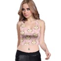 Cat Pattern Pink Background Racer Back Crop Top View1