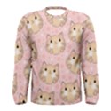 Cat Pattern Pink Background Men s Long Sleeve Tee View1